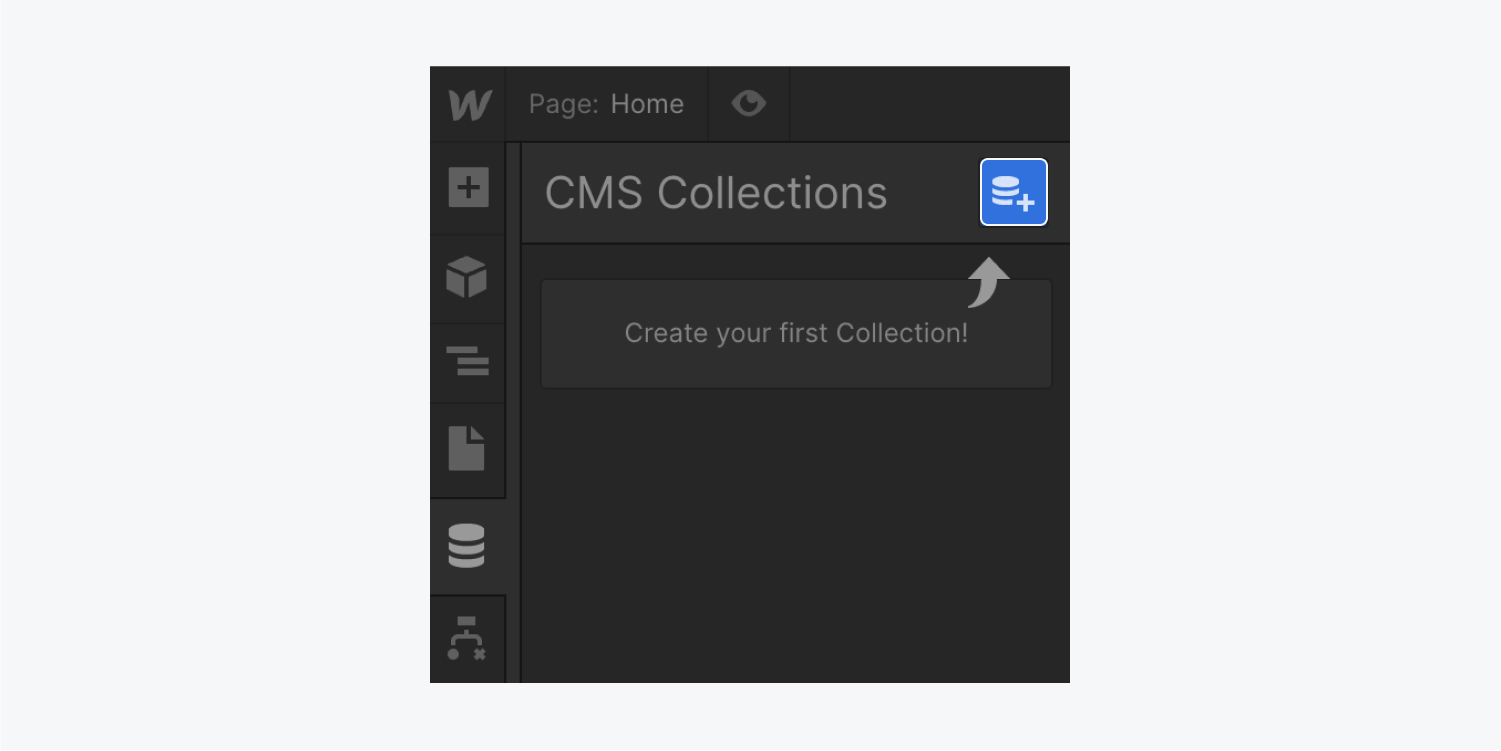 The “Create new Collection” icon is highlighted in the Database Collections panel.